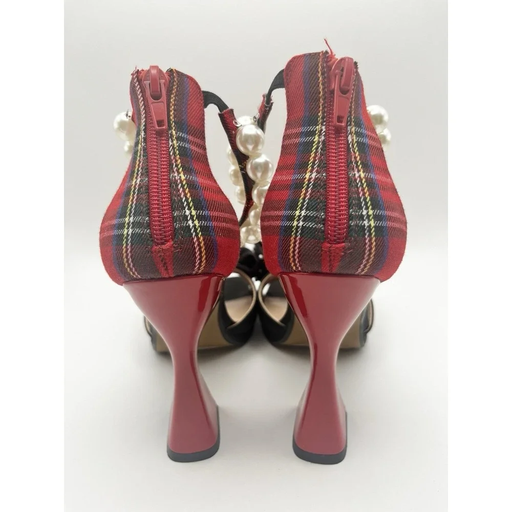 Betsy Johnson Pearl Strap Flared Heel Pumps Women's Shoes Size 8.5